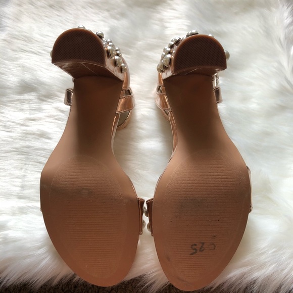 NWOT STEVE MADDEN Madiera Rose Gold Block Heels 10 - Picture 7 of 8